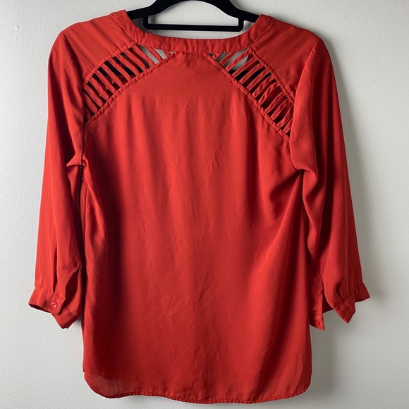 Forever 21 Orange Cutout Front Zipper Blouse - Picture 4 of 4